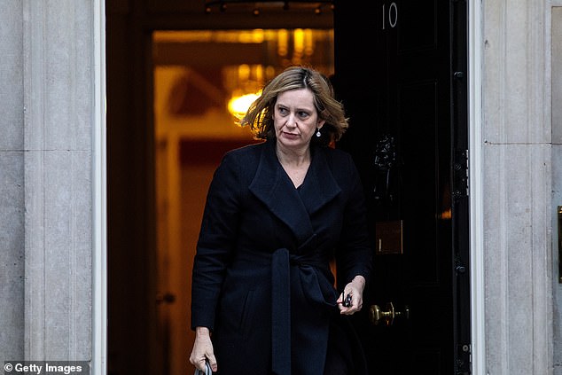 Amber Rudd pictured in Downing Street on Tuesday