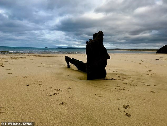 Remains seen during low tide last week on Carbis Bay