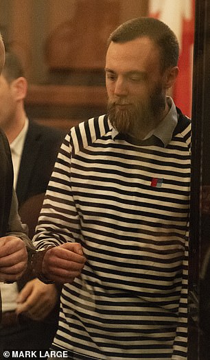 Speedboat killer Jack Shepherd 31 pictured today at a court hearing in Tbilisi Georgia