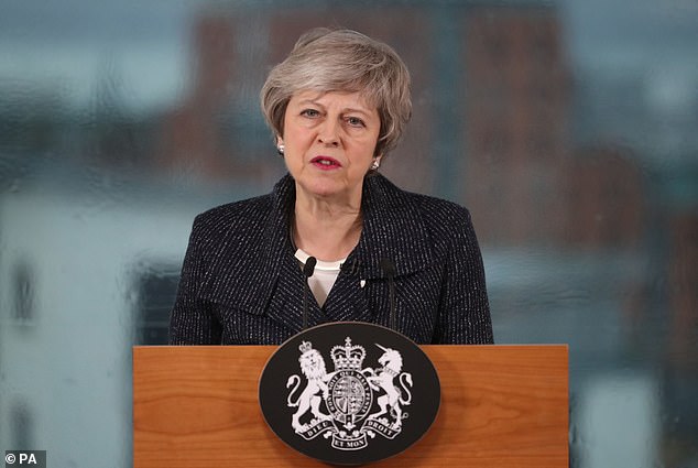 Theresa May delivered a speech on Brexit in Belfast today pictured after gathering her Cabinet for more crisis talks