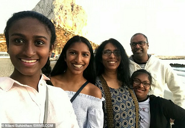 The family pictured together from left Tanya Saumina mother Nilani Bumikka and father Nagarajah