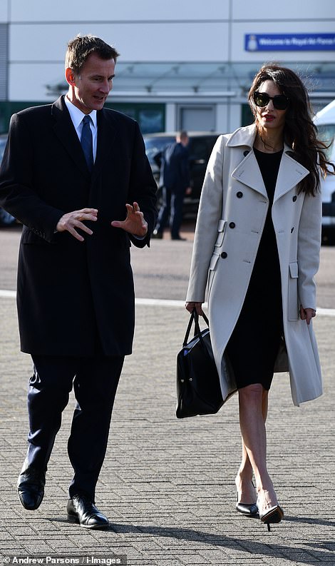 Jeremy Hunt pictured with Amal Clooney today