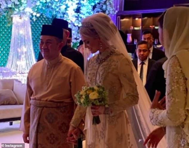 Louise Johansson looks joyful as she marries Malaysian Crown Prince Tengku Muhammad Faiz