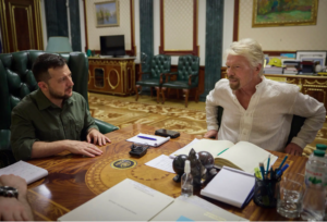 Richard Branson meets with Ukraine President Volodymyr Zelensky